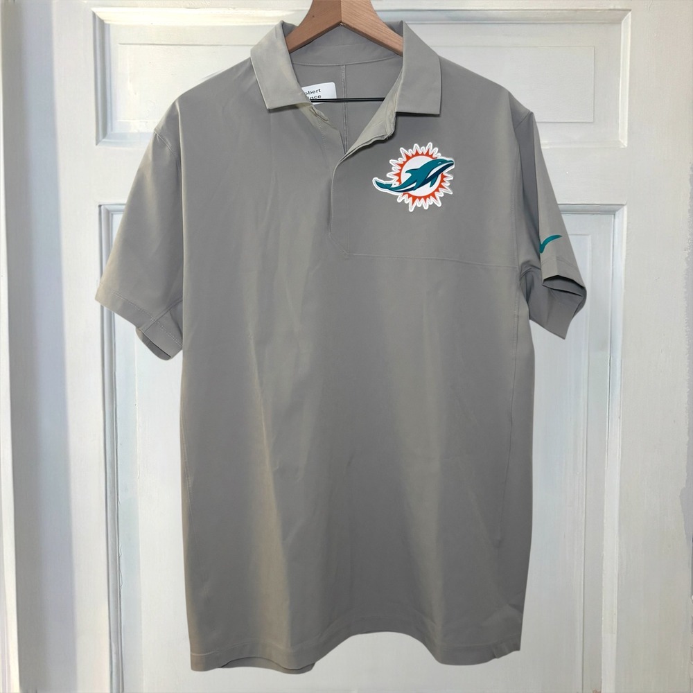 Miami Dolphins Nike Dri Fit Mens‎ L Team Issued Polo Shirt Gray NFL On Field - Picture 4 of 9